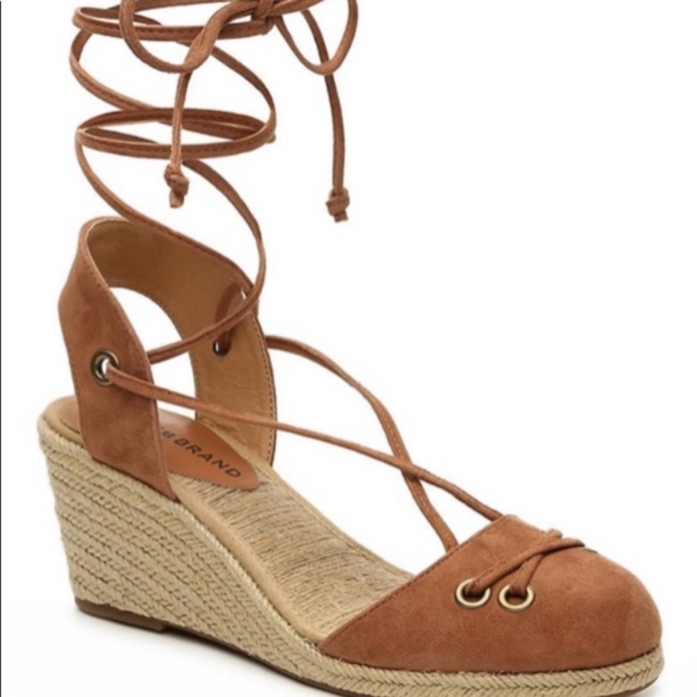 Lucky Brand Tan Suede Lace-Up Espadrille Wedge